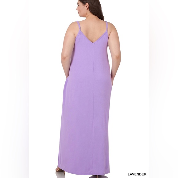 NWT Lavender  Plus Size Maxi Dress With Pockets Size Various - Picture 4 of 15